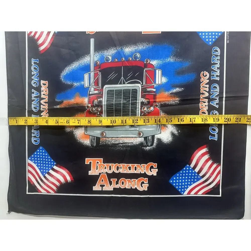 2-Vintage Driving Long & Hard Trucking Along Semi American & US Flag‎ Bandana